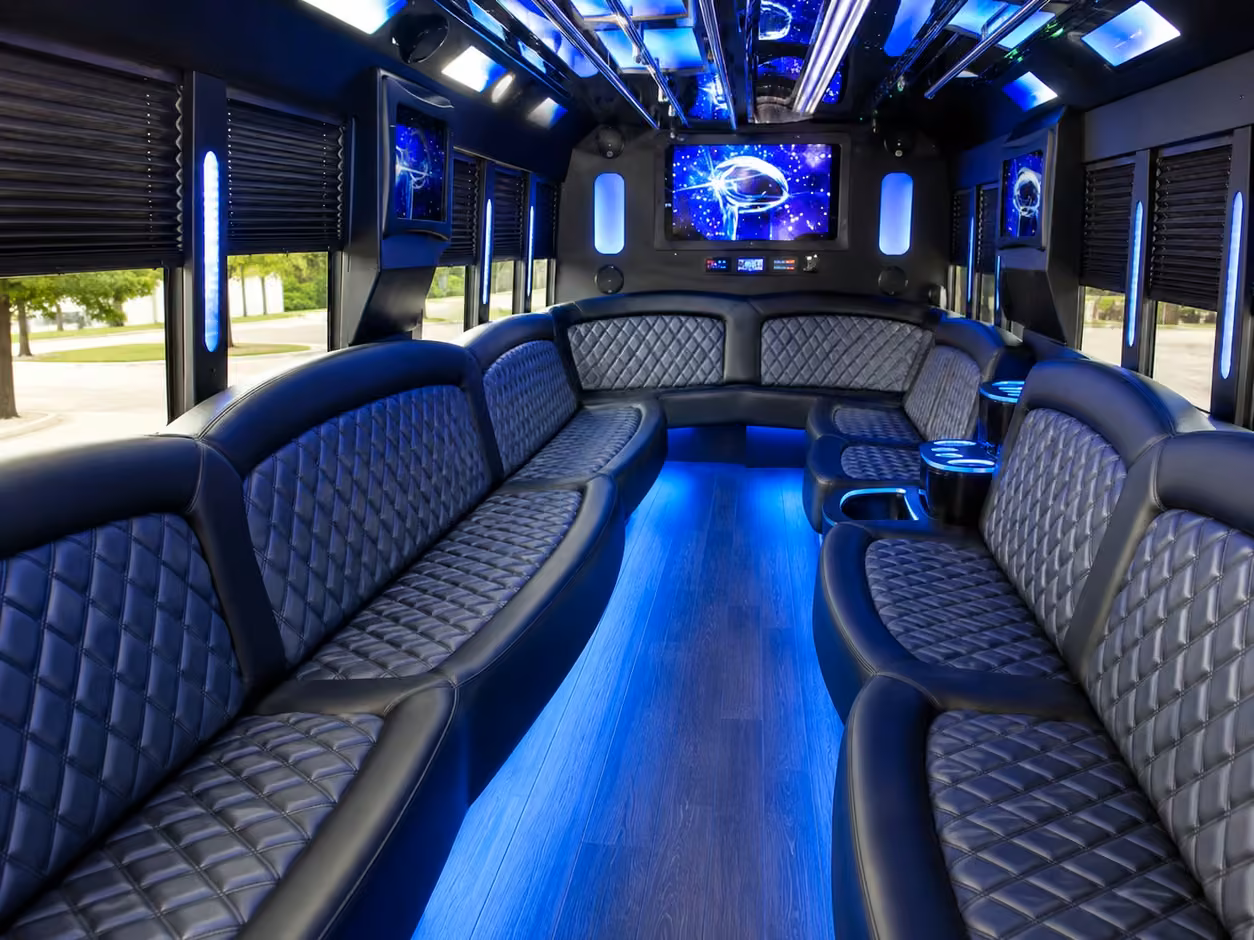 15 passenger party bus interior