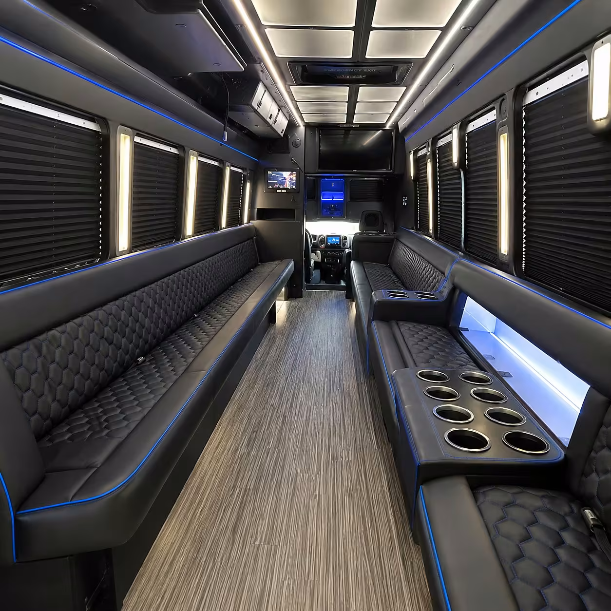 50 passenger party bus interior